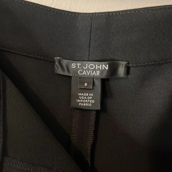 St John Caviar Wide Leg Black Dress High Rise Pants Women Sz 8 Cocktail Workwear - Picture 4 of 8